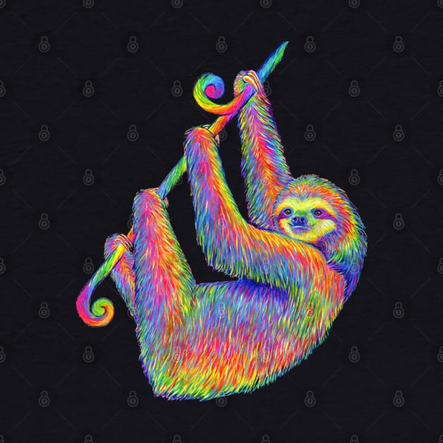 Hanging Around Psychedelic Sloth by rebeccawangart